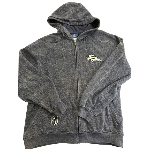 Reebok NFL Denver Broncos Hoodie Full Zip Sweatshirt Men's XL Football Blue - Picture 1 of 11